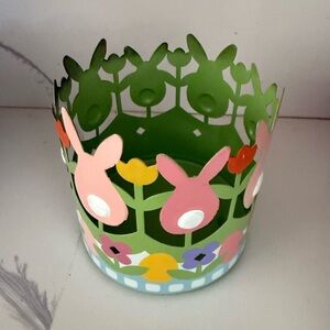 Celebrate Together Easter Bunny Candle Sleeve 3-Wick Holder Metal Spring Decor